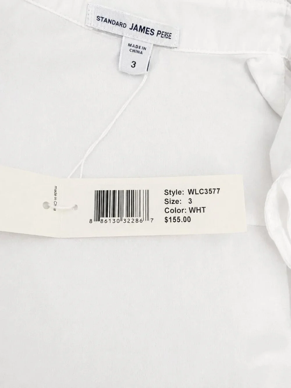 James Perse White Blouse Size 3 Elegant Minimalist 3/4 Sleeve Shirt - Picture 5 of 6